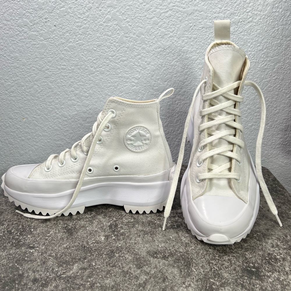 Converse Run Star Hike High Triple White Platform Sneakers Sz WO 5 1/2 Men 4